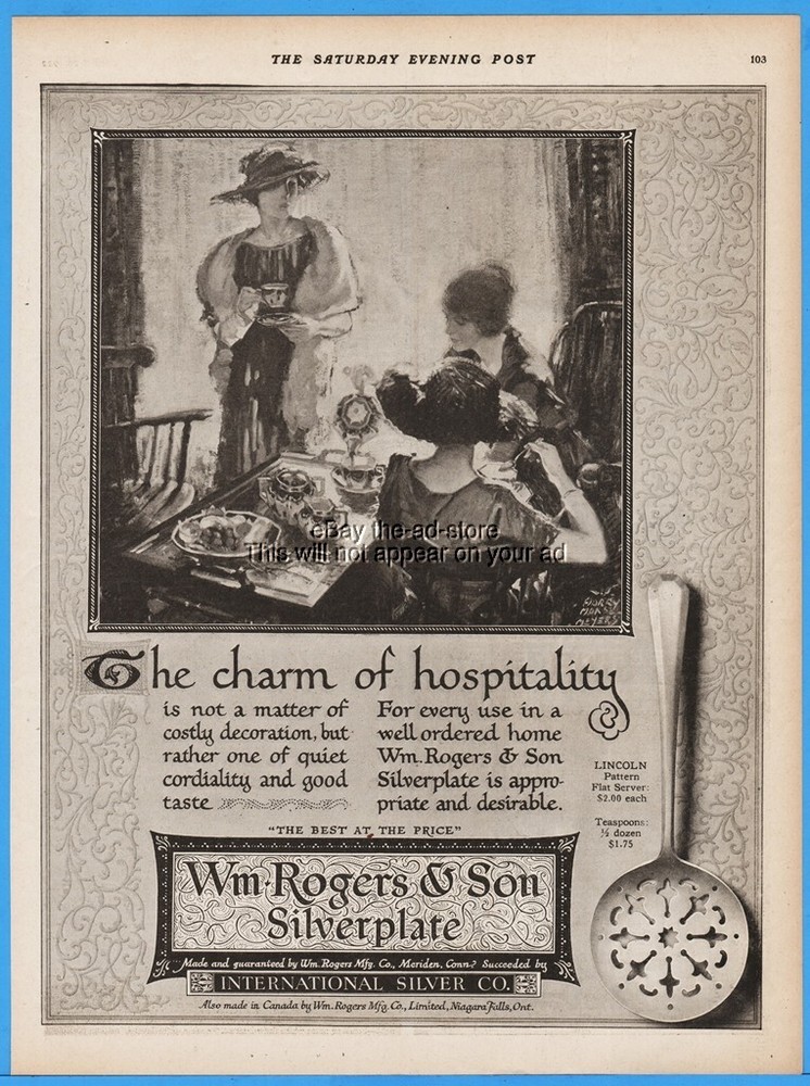 1922 Wm Rogers & Son Meriden Silverplate Flatware Set - Lincoln Pattern Vintage Ad