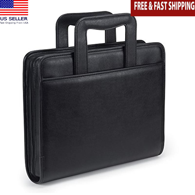Professional Padfolio Zipper Closure Tablet Sleeve 2 Inch Ring Binder Handles US