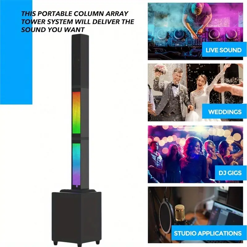 3D Surround Sound Wireless Speaker with Subwoofer Home Theater RGB Lighting Detachable Remote