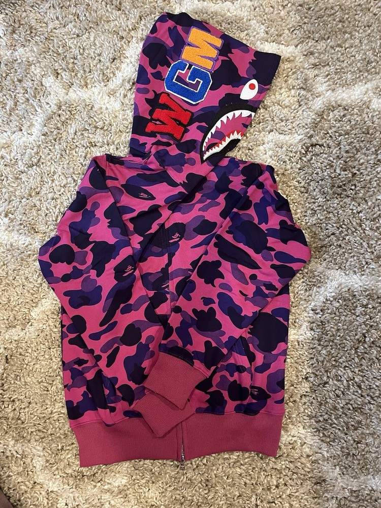 BAPE Color Camo Shark Full Zip Hoodie Purple Size Large