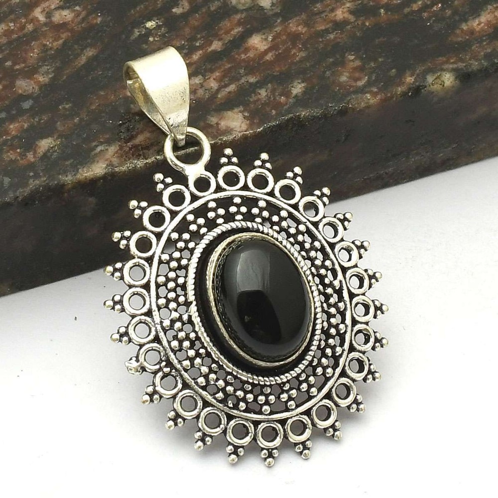 Black Onyx Ethnic Handmade Pendant Jewelry Gift for Girls 1.8
