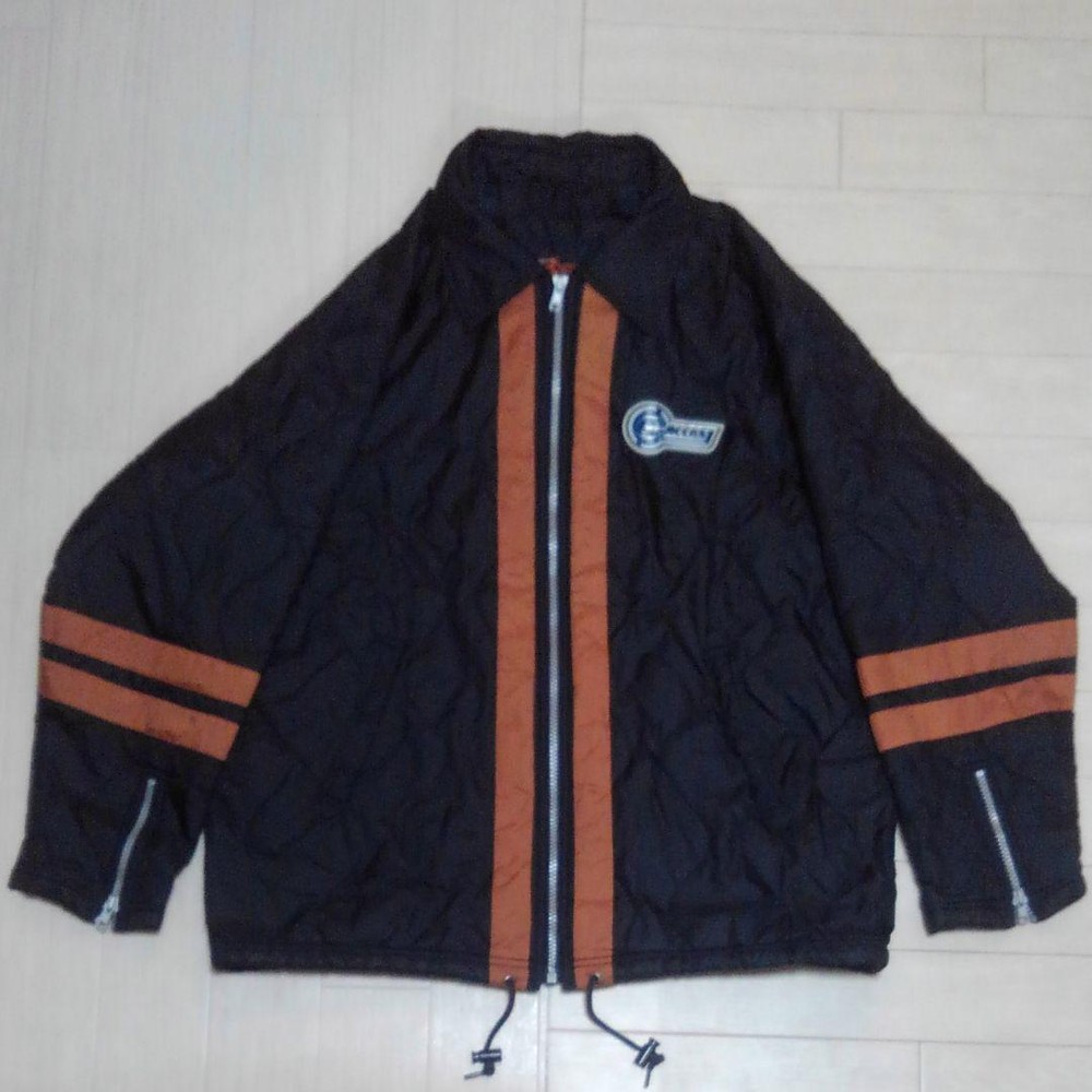 CREEKS Nylon Riders Jacket 90s Vintage Black Brown Quilted, Zip Pockets