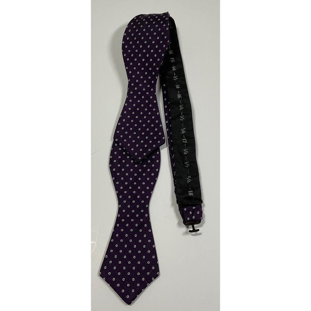 J.Crew Mens Purple White Micro Dot Silk Self-Tie Bow Tie Handmade USA Adjustable