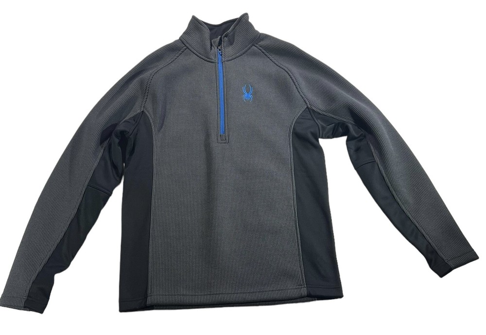 Spyder Men's Outbound 1/2 Half Zip Midweight Core Sweater Gray w/Blue Medium