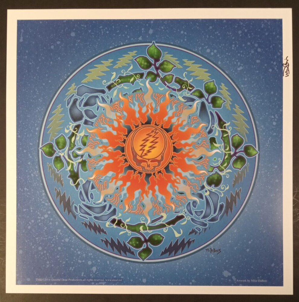 Grateful Dead Stealie Sun Art Print 13x13 Signed by Mike Dubois