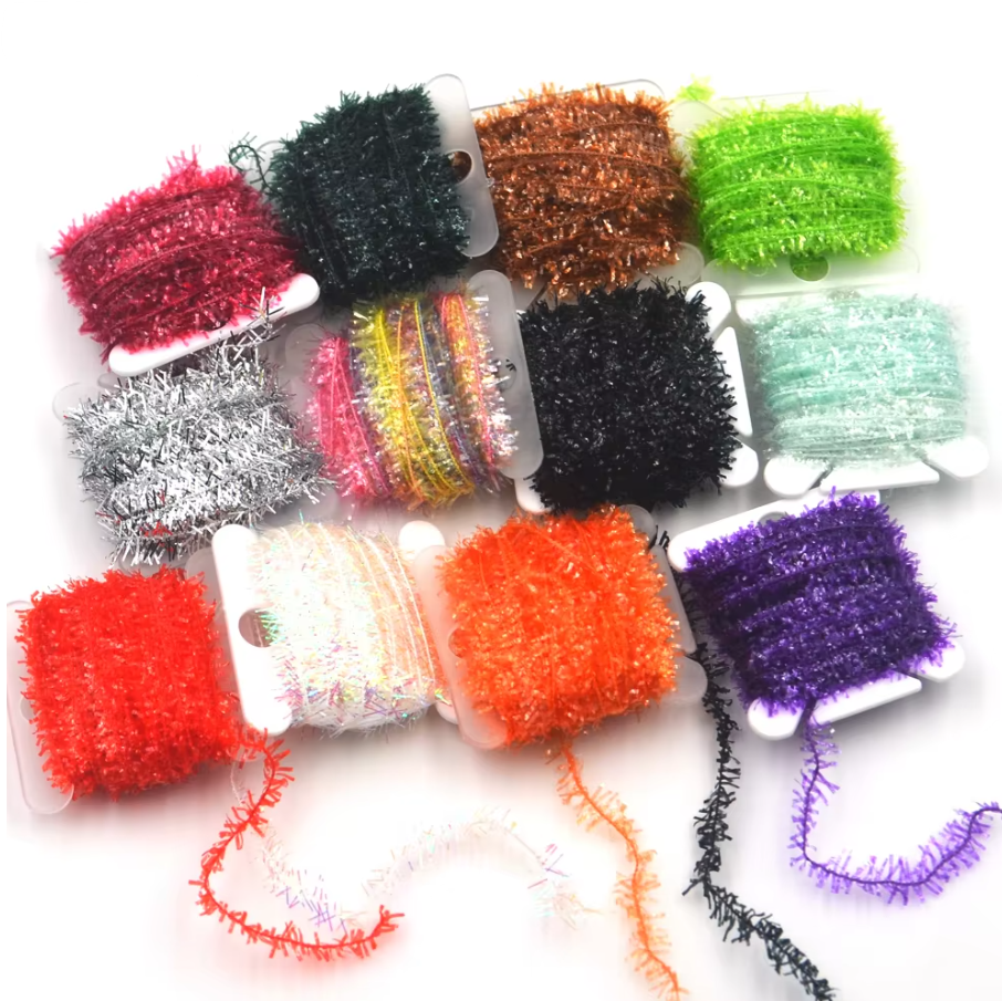 10 Color 100m/Lot Fly Fishing Tinsel Chenille Crystal Flash Line Fly Tying Set