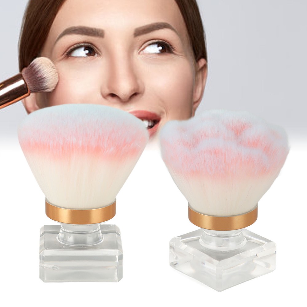 2pcs Makeup Powder Brush Multipurpose Portable Soft Bristles Crystal Base Ail