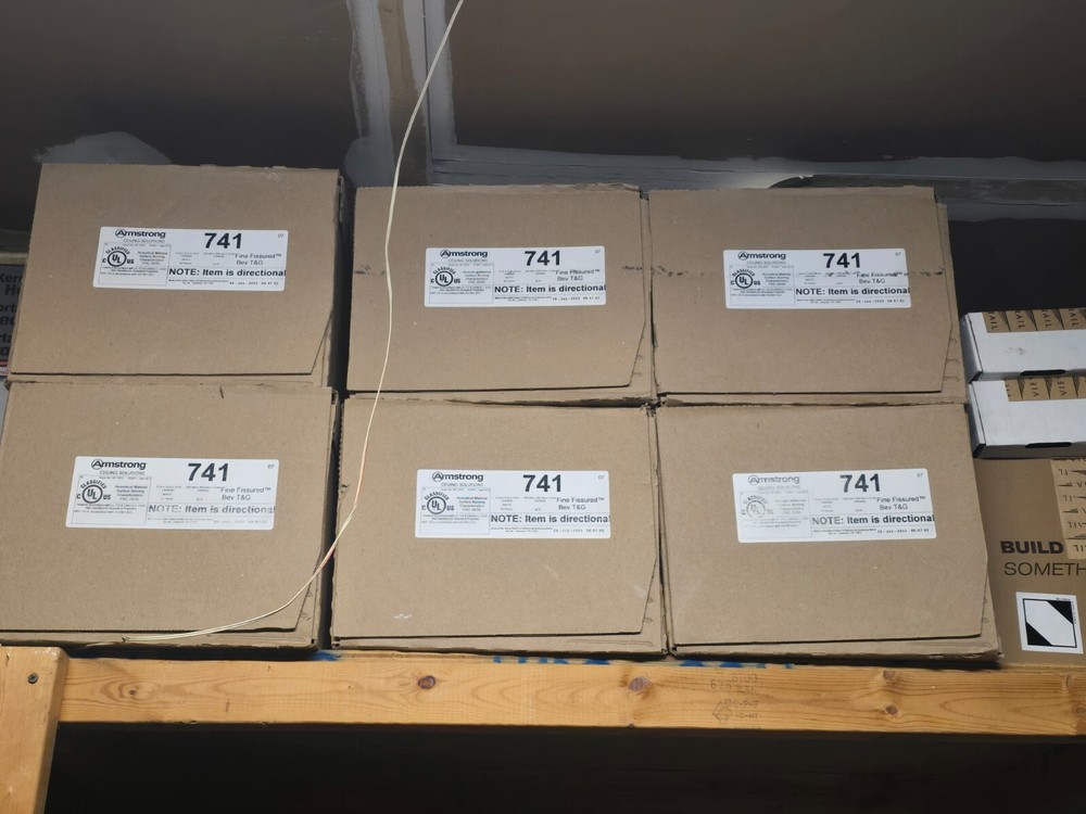 Armstrong 741 12x12x1/2 inch Fine Fissured Acoustical Ceiling Tile Bev T&G Edge