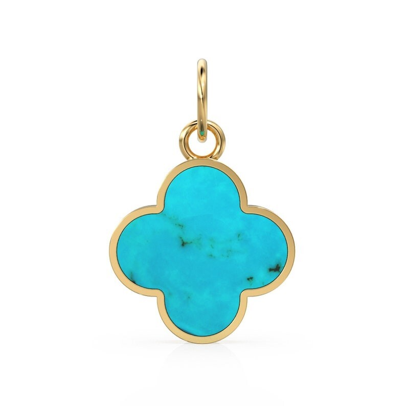 Minimalist Sleeping Beauty Blue Turquoise 14k 18k Gold Charm Pendant