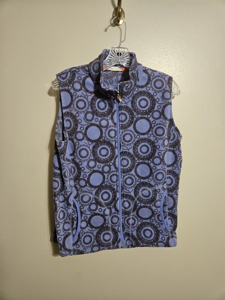 Woolrich Womens Purple Geometric Fleece Zip Vest Size L