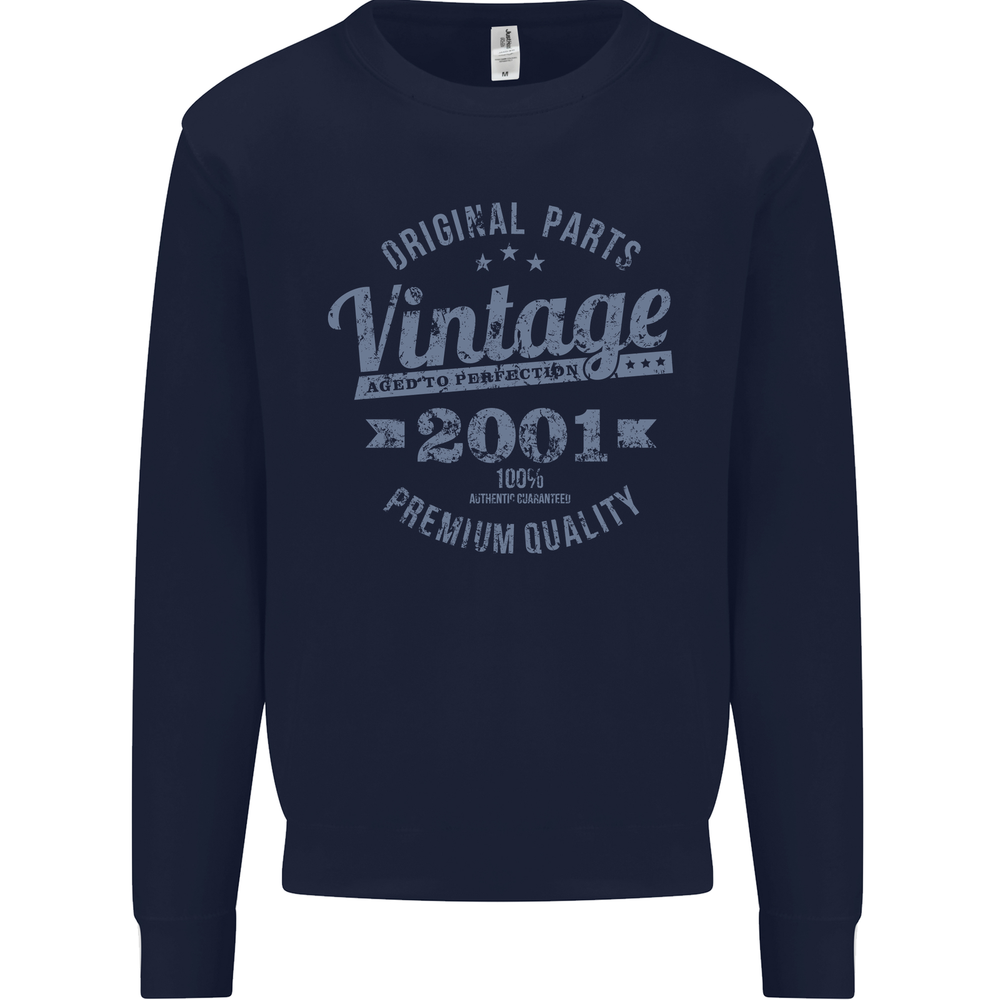 Vintage Year 24th Birthday 2001 Mens Sweatshirt Jumper Navy Blue