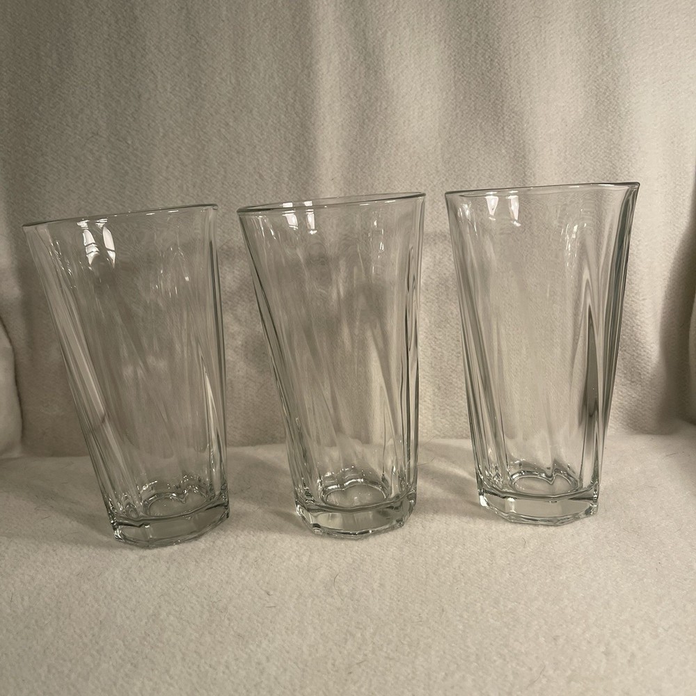 Libbey Duratuff Clear Swirl Pattern Tumbler Glasses Set of 3