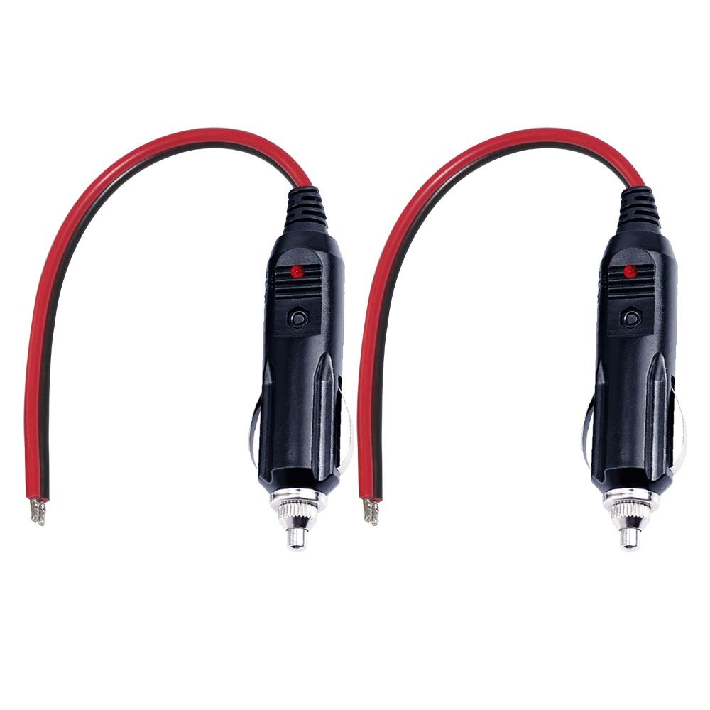 SPARKING 12V Replacement Cigarette Lighter Male Plug with Lead - 3PACK, Red