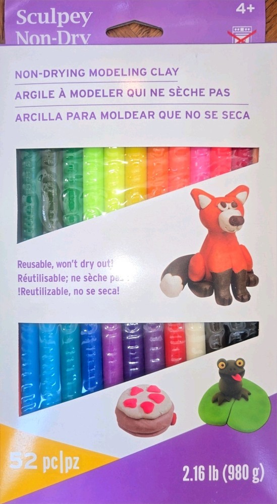 Sculpey Non-Dry Modeling Clay 2.16lb Assorted Colors 52-Piece Pack