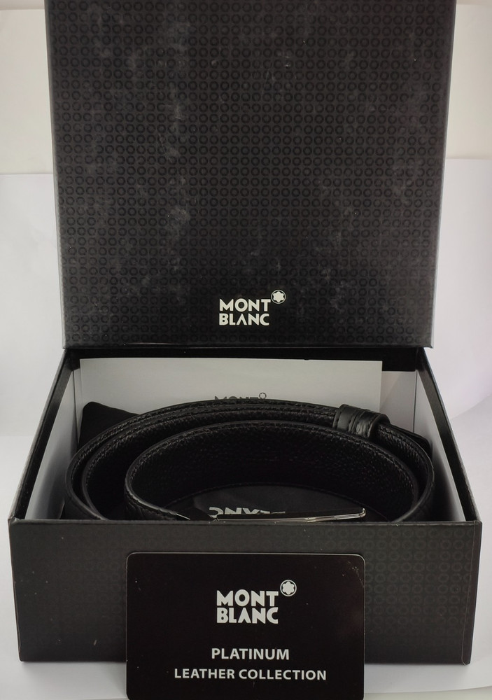 Montblanc Special Edition Men Black Color Leather Belt With Box / Free Shipping