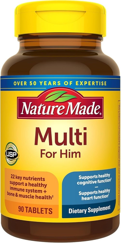 Nature Made Multi for Him, Mens Multivitamins, Nutritional Support - 90 Tablets