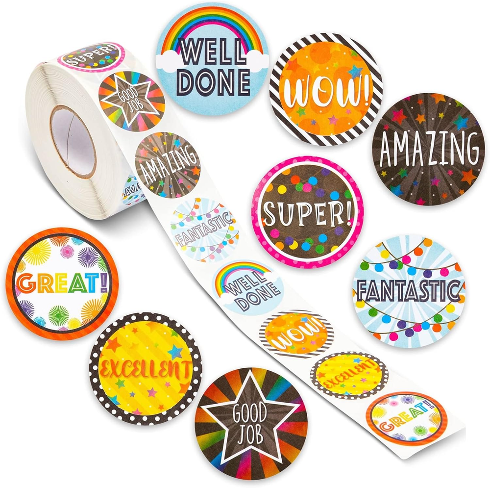 1000 Piece Motivational Stickers for Kids Roll, Encouragement and Affirmation Re