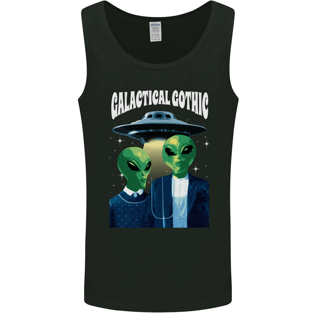 Galactic Gothic Funny Alien UFO Goth Mens Vest Tank Top