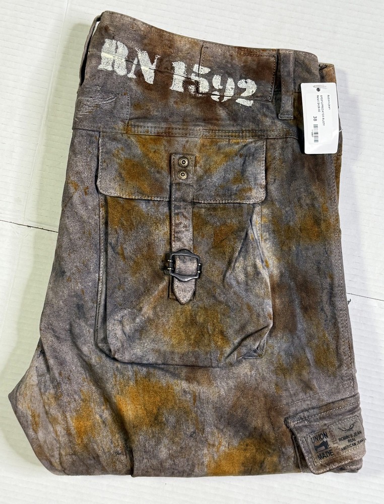 New Men’s Robin’s Jean Size 38 Style #R5912 PREDATOR Rusty Acid Wash Brown