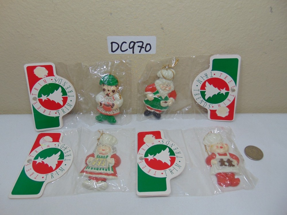 Seasonal Specialties Tree Trim Trends 1990 Ceramic Ornaments Lot of 4 Baking Vtg-image