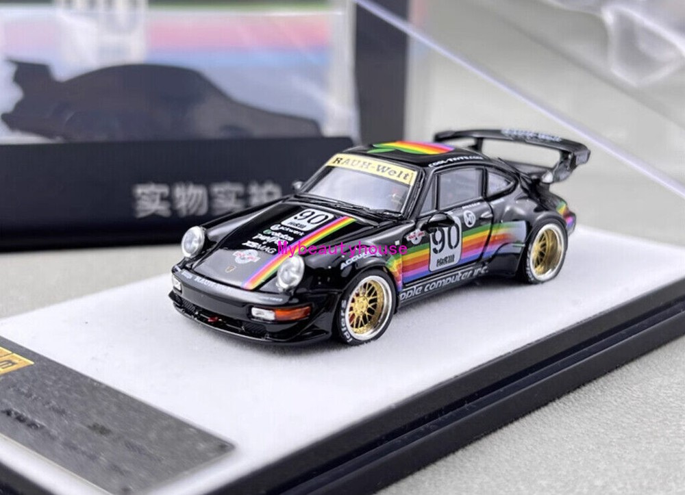 PGM 1:64 Black RWB 964 Apple Racing Sports Model Diecast Metal Car