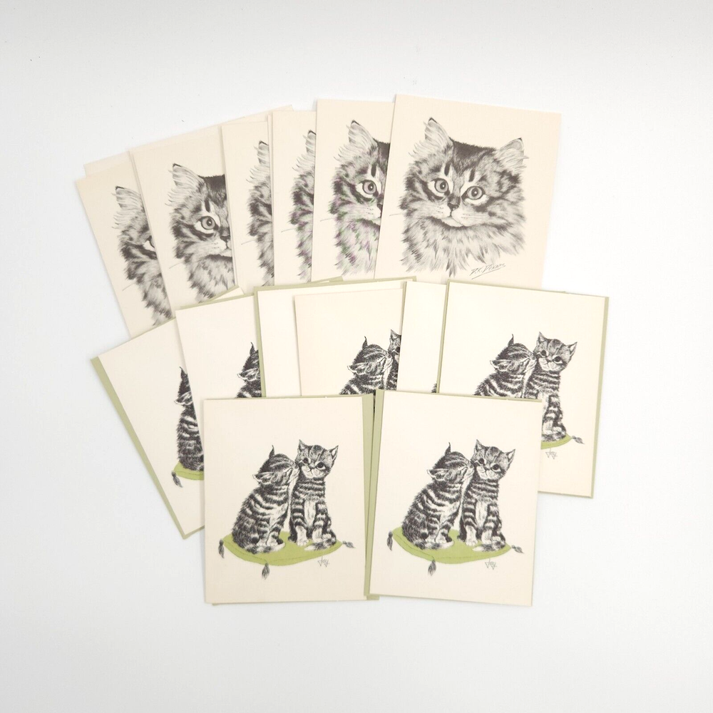 Vintage Cat Blank Note Cards Envelopes Stationery Kristin Elliott & D.K. Dennis