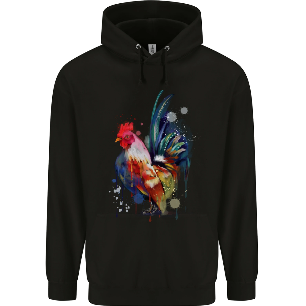 A Chicken Watercolour Mens 80% Cotton Hoodie