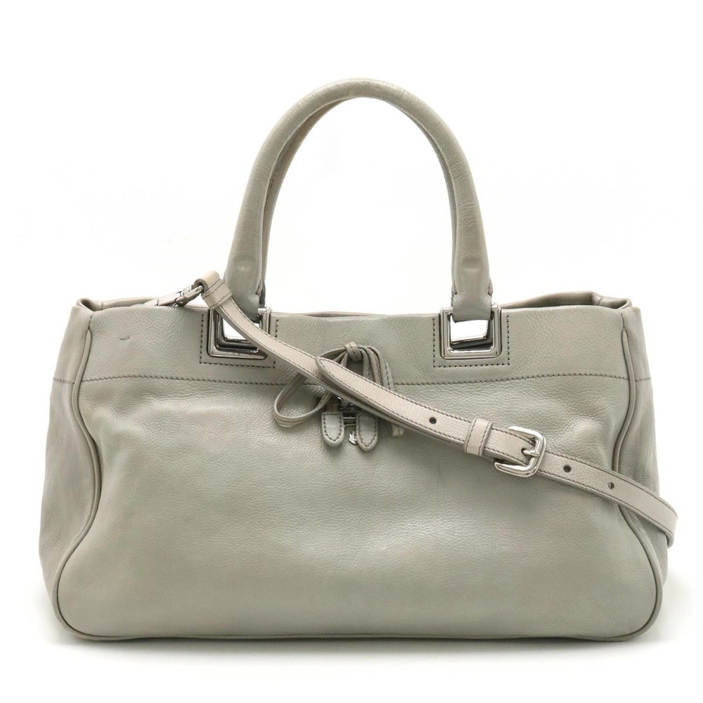 RARE Prada Ribbon Leather Tote 2WAY Shoulder Crossbody Bag
