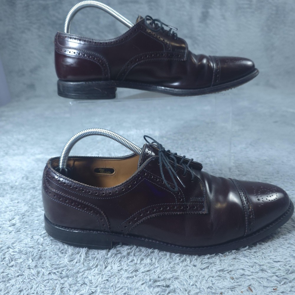 Allen Edmonds Sanford Shoes Mens Size 10 Brown Leather Cap Toe Oxford Dress