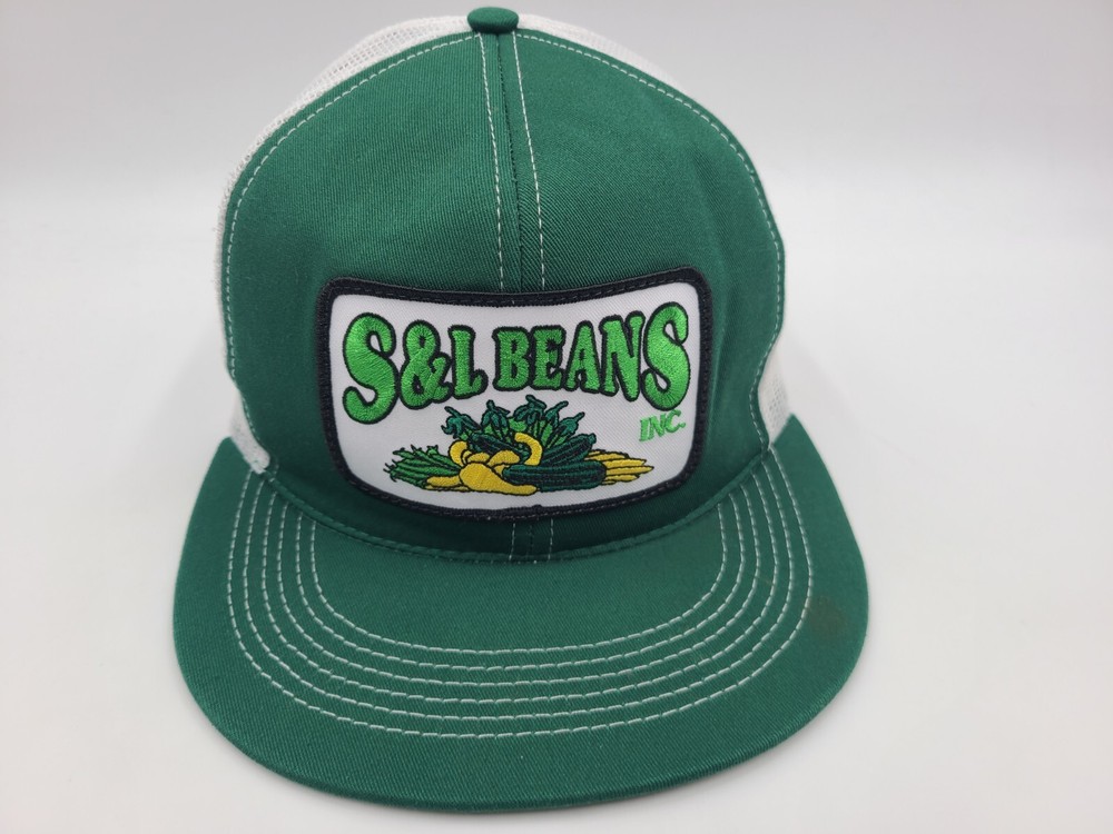 S&L Beans Patch K-Products Mesh Trucker Snapback Hat Cap Farm Men Green White
