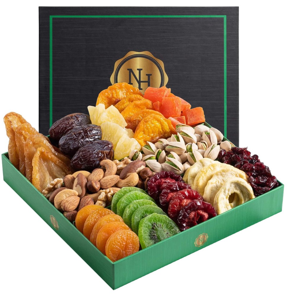 Fathers Day Dried Fruit and Nuts Gift Basket with Fresh Assortment-image