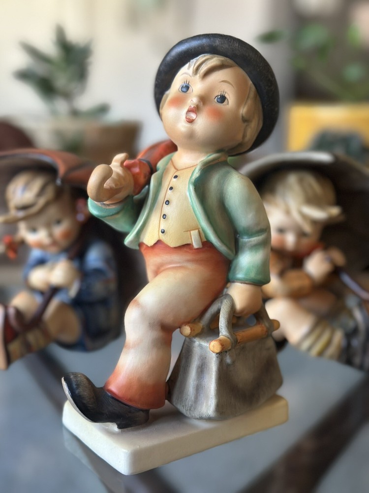 Vintage Hummel Merry Wanderer Boy Figurine with Umbrella Satchel Goebel 11 2/0