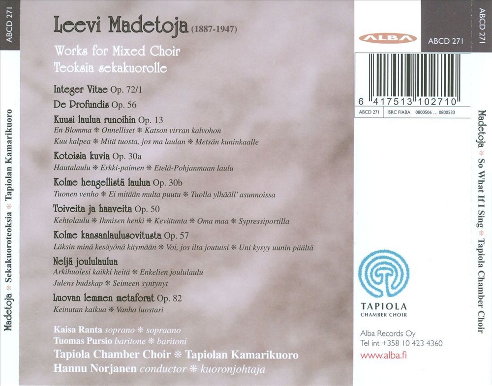 Tapiola Chamber Choir Hannu Norjanen So What If I Sing New CD