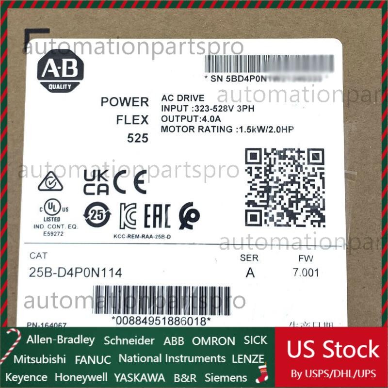 AB 25B-D4P0N114 Allen Bradley PowerFlex 525 1.5kW 2Hp AC Drive New Sealed 2023