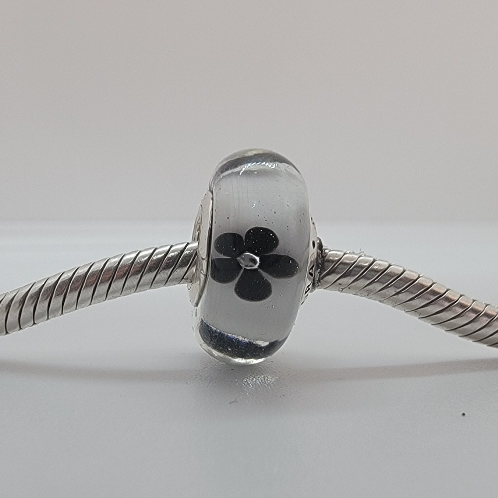 New Pandora Authentic Black Cherry Flower Murano Charm