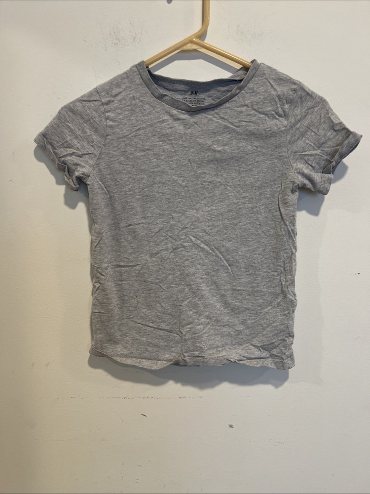 H&M Boys Gray Cotton Short Sleeve T-shirt Size EUR 134 US 8/10