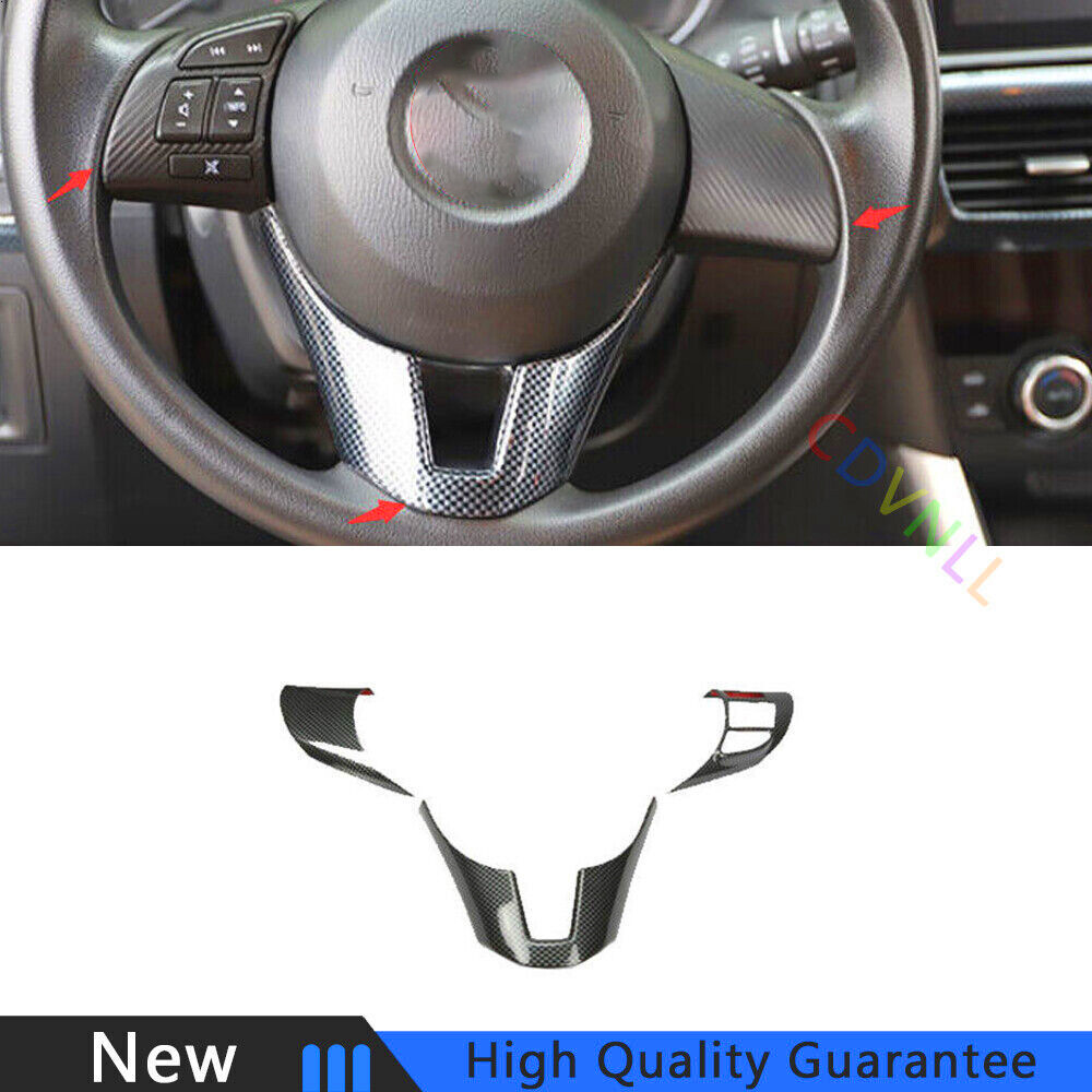 Fit For Mazda CX-5 2013-2015 Carbon Fiber Steering Wheel Decor Cover Trim 1PCS