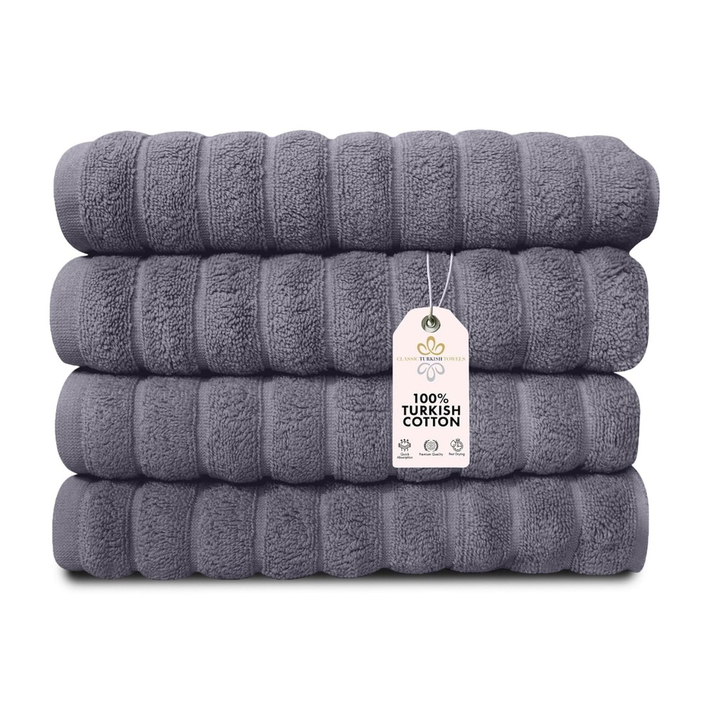 Classic 600 GSM Turkish Cotton Hand Towels Set of 4 20x32