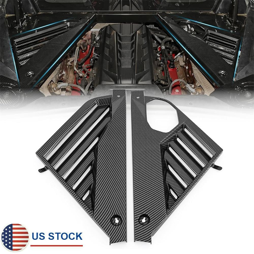 Carbon Fiber Look Engine Bay Panel Cover For Chevy Corvette C8 2020-2024 Coupe