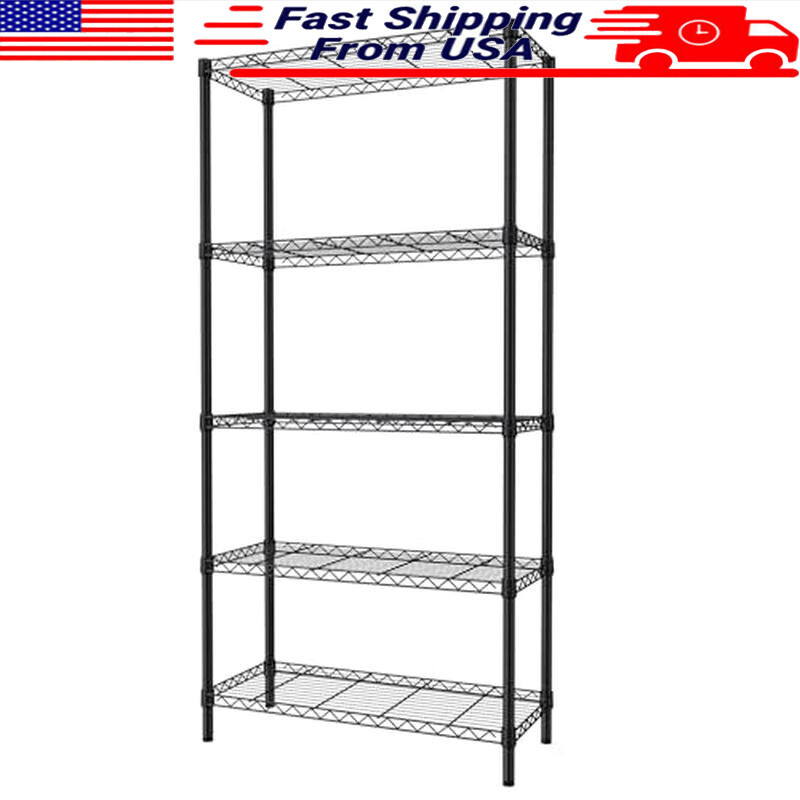 Heavy Duty 5 Shelf Metal Storage Unit Adjustable Organizer Garage Kitchen Office