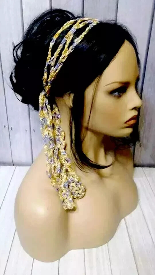 Handmade Boho Crochet Headband Hair Scarf Tie by Spellbound USA