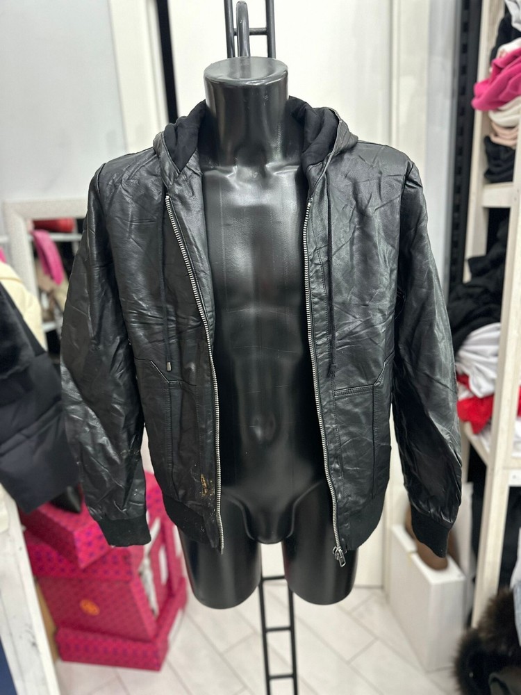 Only & Sons Mens Black Faux Leather Jacket Size M LLV1217