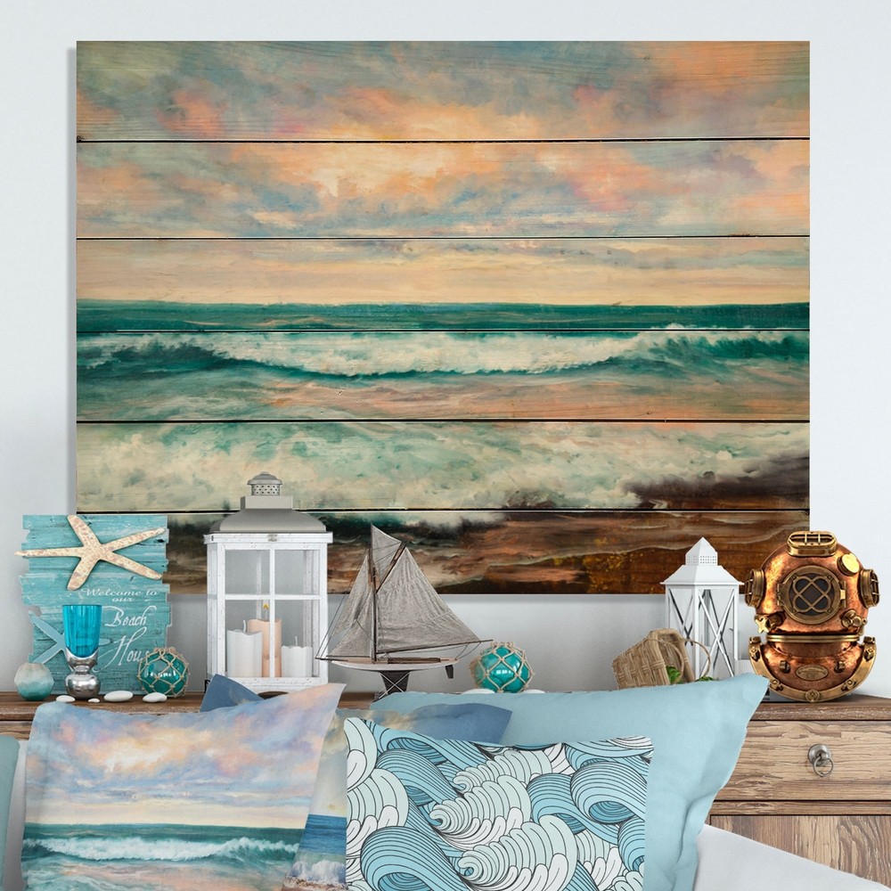 Designart 'Wild Blue Ocean Waves VII' Nautical & Coastal