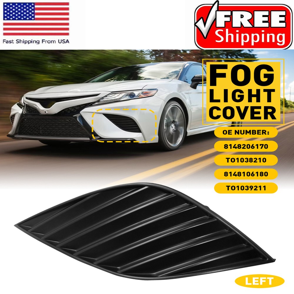 Front Left Bumper Fog Light Cover Bezel Fit For Toyota SE Camry XSE 2018 19-2020