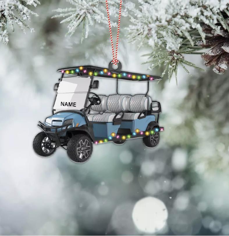 Golf Cart Christmas Ornament  Custom Name Ornament  Golf Lovers Gift Car