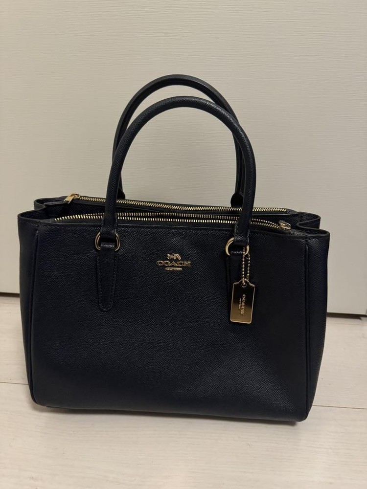 COACH Navy Minimalist Leather Crossbody Handbag  