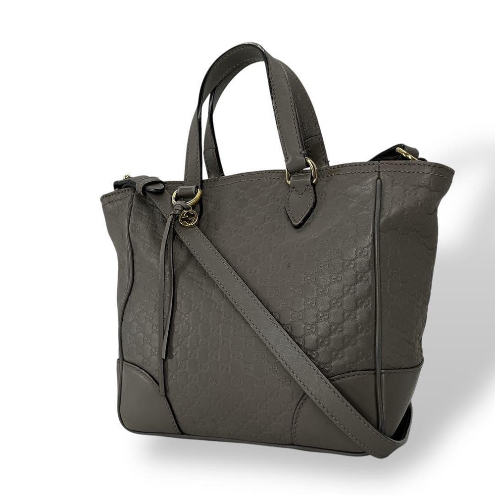 Gucci Microshima Gray Leather 2-Way Shoulder Bag Handbag