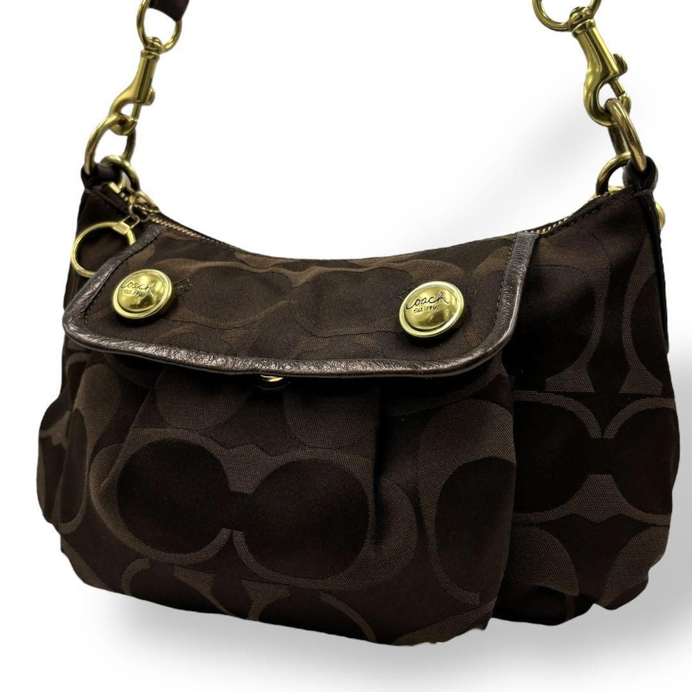 COACH 2-Way Shoulder Hobo Handbag in Signature Leather