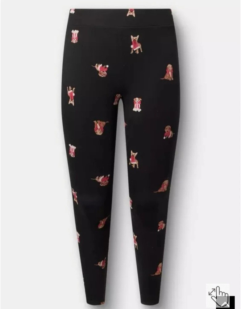 Torrid NWT Women's Full Length Leggings Joyous Dogs Black Size 1