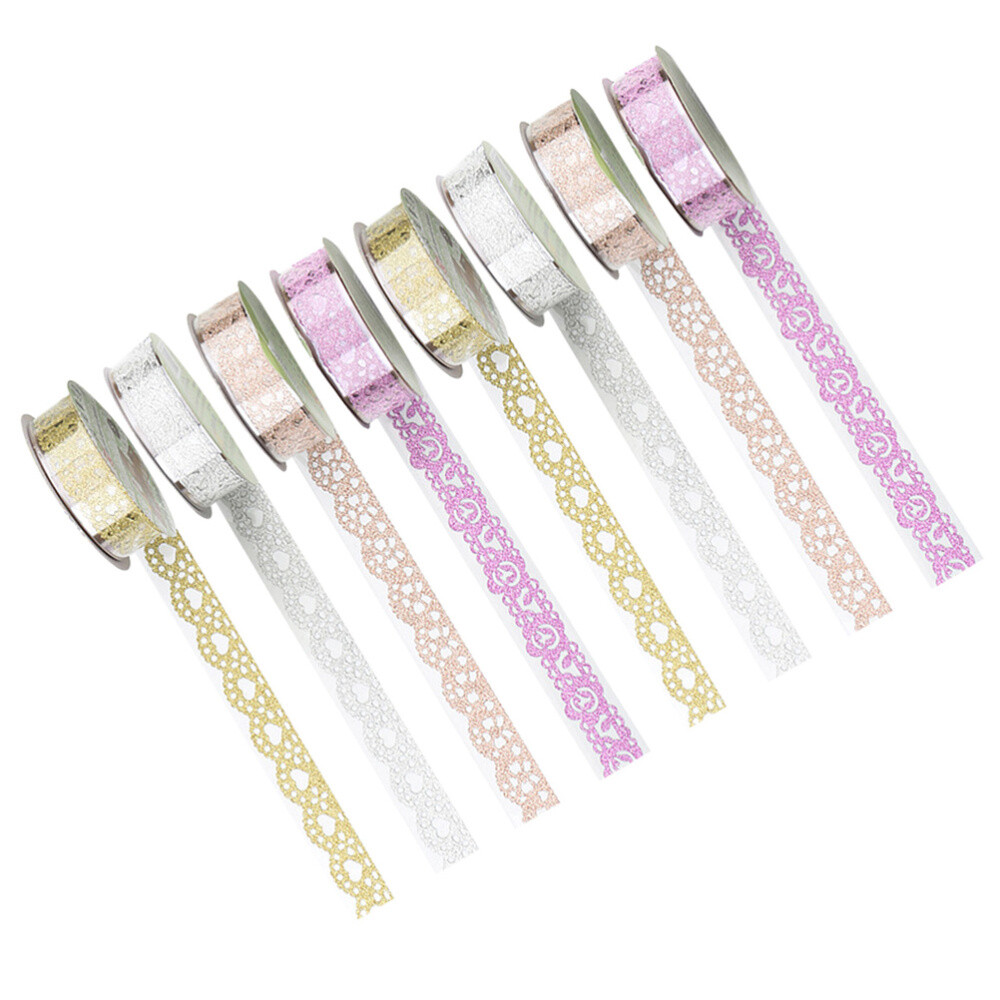 8 Rolls Self Adhesive Tape Scrapbook Lace Light Weight Gift Box Decoration